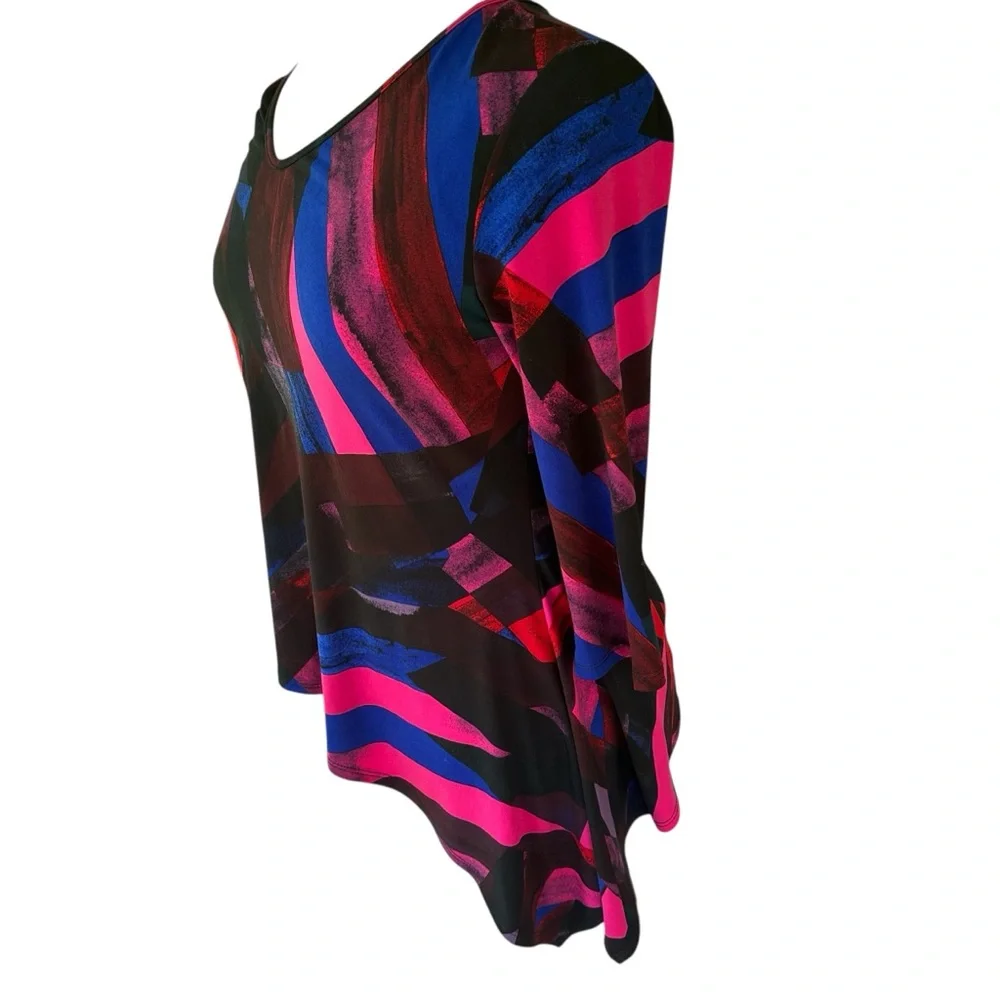 Ciara Sun Woo Women’s Abstract Art Pull Over Tunic Top Made in USA 3/4 Sleeves - Picture 3 of 4